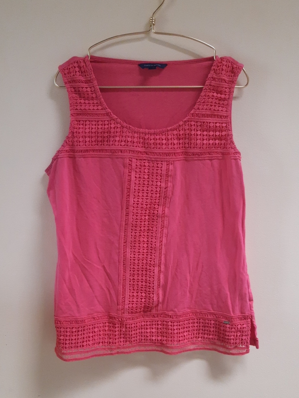 Tommy Hilfiger Reddish Pink Crochet-Detail Tank